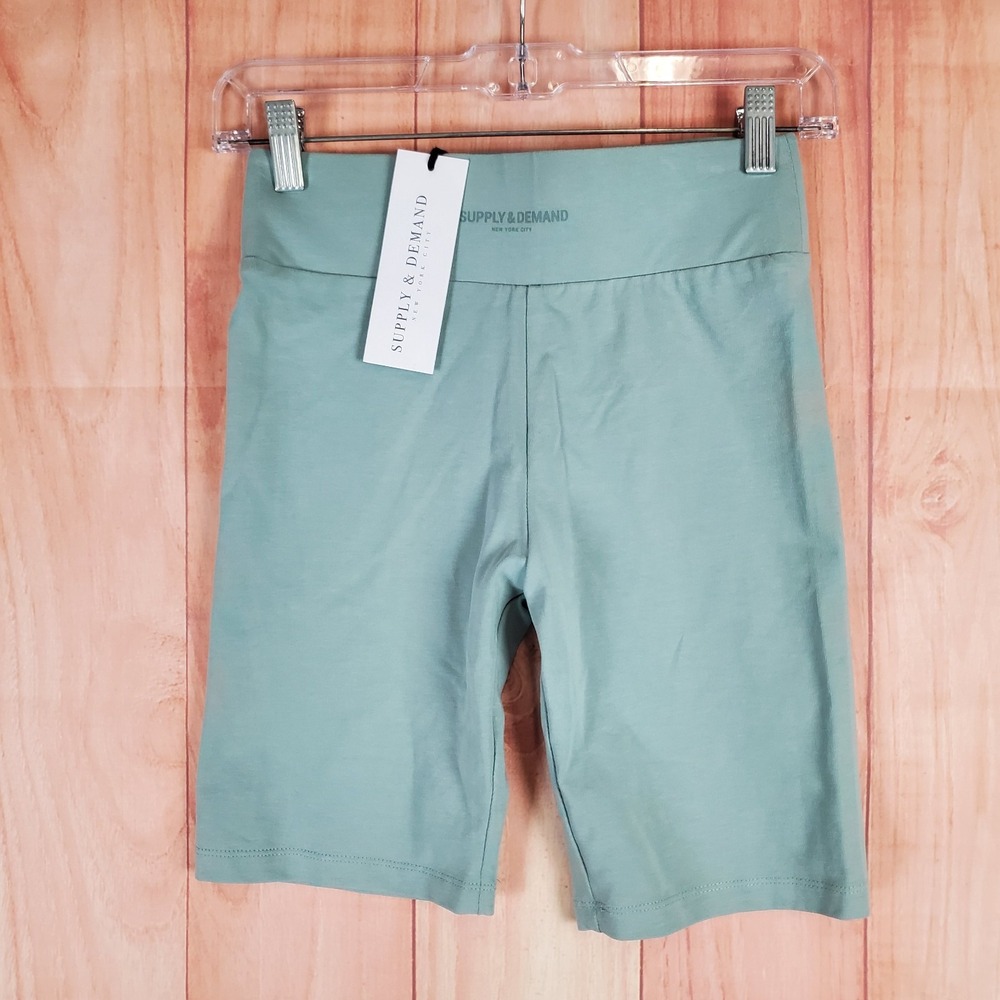 Supply & Demand Jasper Cycling Shorts Womens XS Green Stretch Logo Sportswear